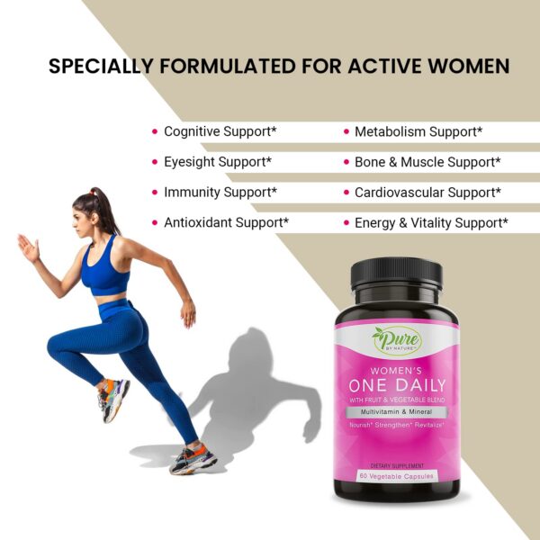Cápsulas Pure By Nature suplemento multivitamínico femenino 60 unidades