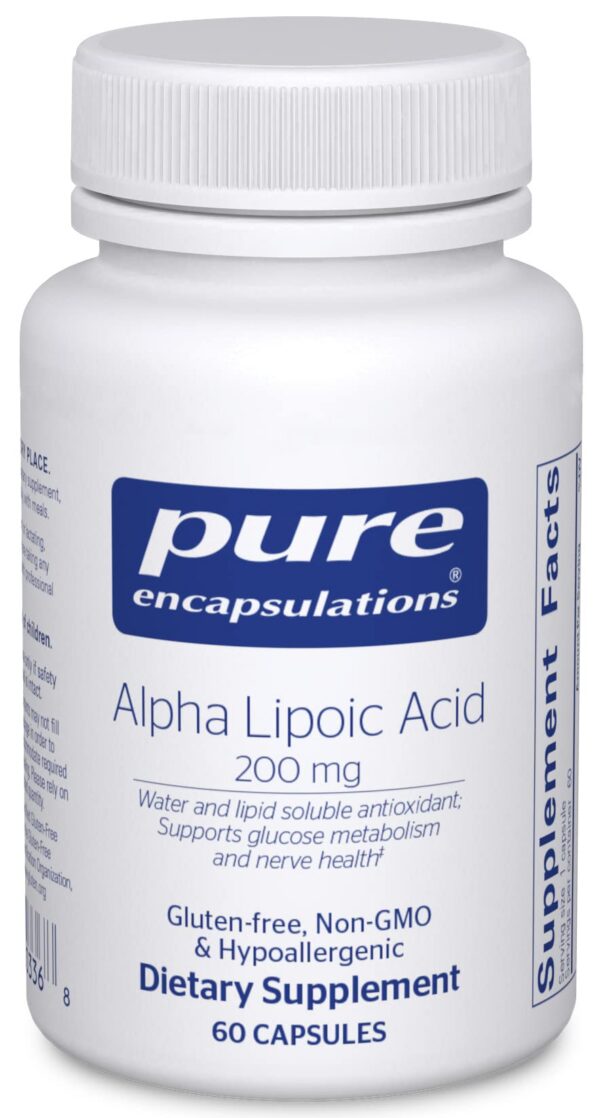 Producto Pure Encapsulations Alpha Lipoic Acid etiqueta frontal