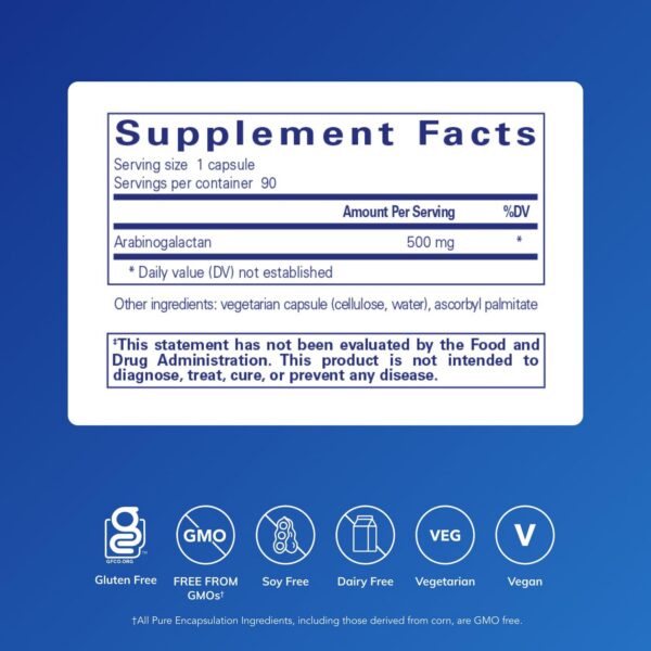 Version 1.0.0 Frasco de Arabinogalactan con etiqueta lateral