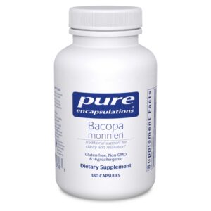 Version 1.0.0 Suplemento Bacopa Monnieri Pure Encapsulations frasco con cápsulas