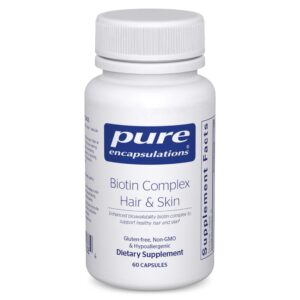 Version 1.0.0 Frente del frasco Pure Encapsulations Biotin Complex 60 cápsulas