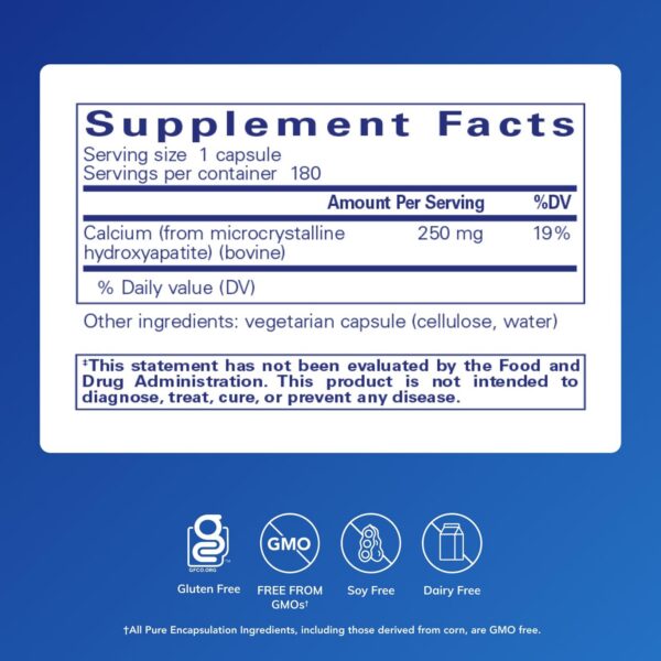 Etiqueta de Pure Encapsulations Calcium MCHA