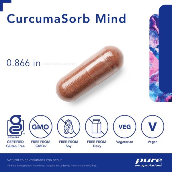 Pure Encapsulations cápsulas CurcumaSorb apoyo mental