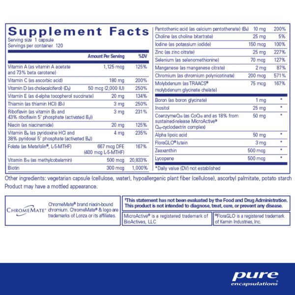 Pure Encapsulations cápsulas multivitamínicas antioxidantes visión