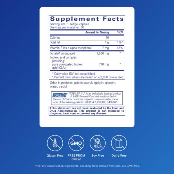 Version 1.0.0 Pure Encapsulations CLA cápsulas blandas etiqueta