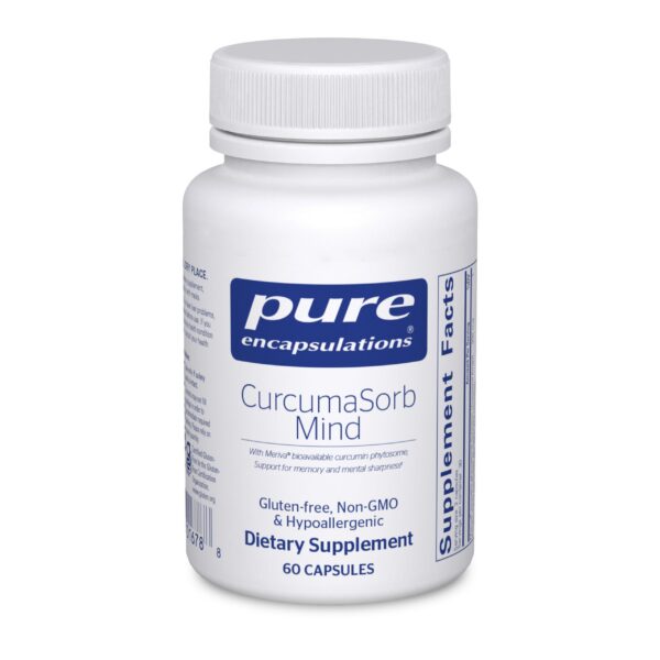 Version 1.0.0 Pure Encapsulations CurcumaSorb Mind suplemento frasco