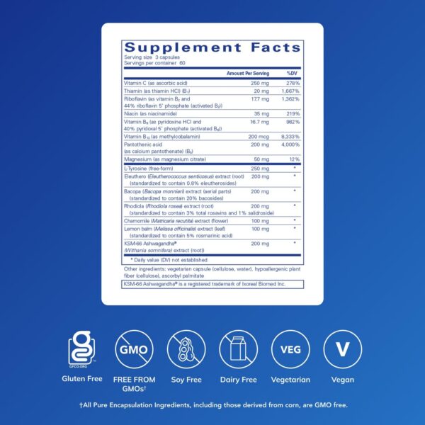 Etiqueta del producto Pure Encapsulations Daily Stress Formula