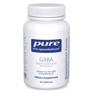 Frasco de GABA Pure Encapsulations con etiqueta