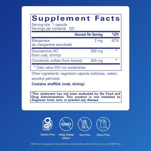 Version 1.0.0 Etiqueta del frasco de Pure Encapsulations Glucosamine Chondroitin