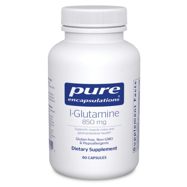 Frente del envase Pure Encapsulations L-Glutamina 850 mg