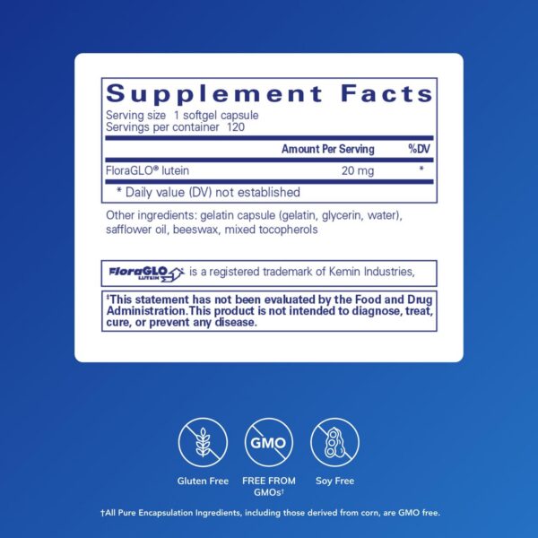 Pure Encapsulations Lutein etiqueta trasera