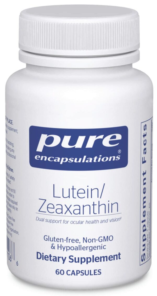 Frente de Pure Encapsulations Lutein & Zeaxanthin 60 cápsulas