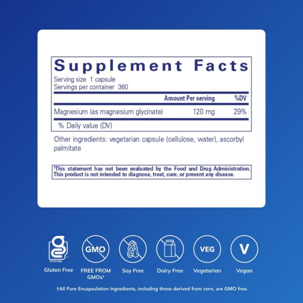 Etiqueta del producto Pure Encapsulations Magnesium Glycinate