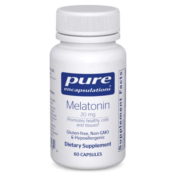 Pure Encapsulations melatonina 20 mg botella frontal