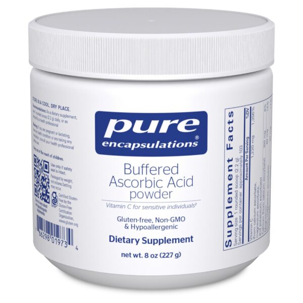 Frasco de polvo de ácido ascórbico bufferado