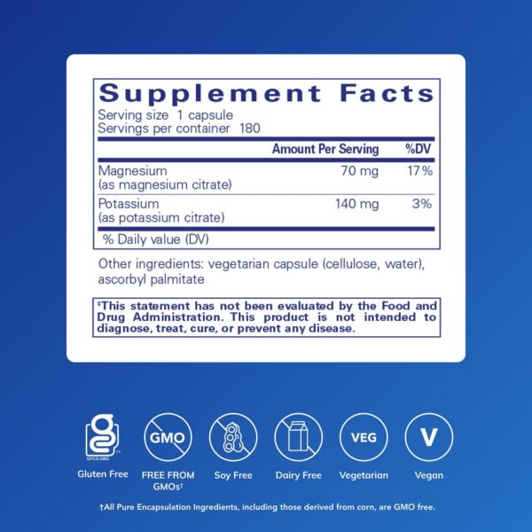 Etiqueta de producto Pure Encapsulations Potassium Magnesium