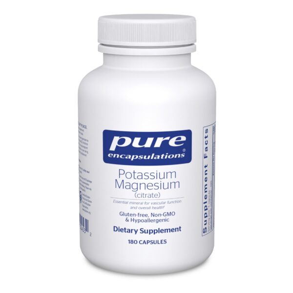 Frente del frasco Pure Encapsulations Potassium Magnesium