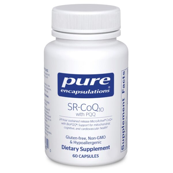 Frasco frontal de Pure Encapsulations SR-CoQ10 con PQQ