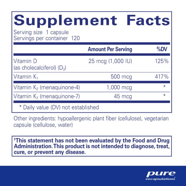 Version 1.0.0 Pure Encapsulations suplemento Synergy K envase lateral