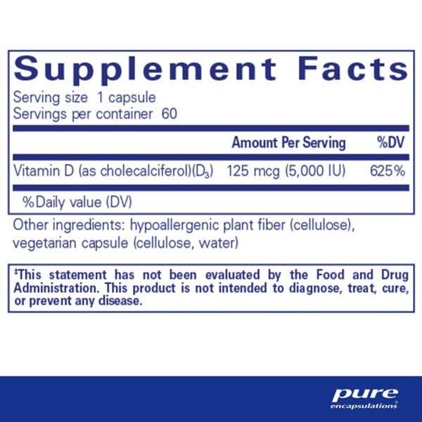 Version 1.0.0 Pure Encapsulations suplemento vitamina D3 envase lateral