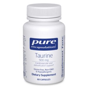 Pure Encapsulations Taurine 500 mg cápsulas etiqueta frontal