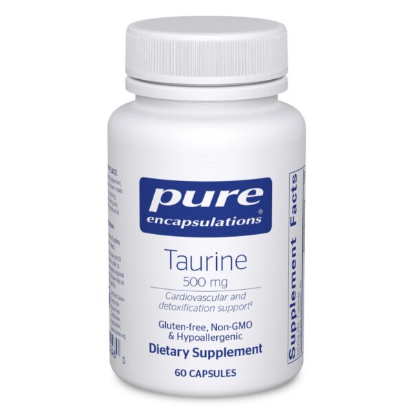 Version 1.0.0 Pure Encapsulations Taurine 500 mg cápsulas etiqueta frontal