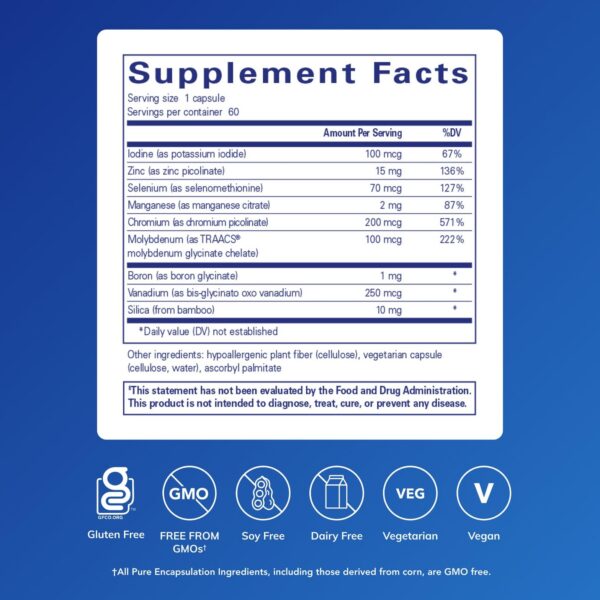 Version 1.0.0 Caja y etiqueta de Pure Encapsulations Trace Minerals