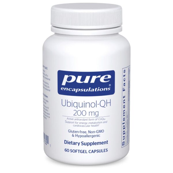 Frasco de Pure Encapsulations Ubiquinol-QH 200 mg