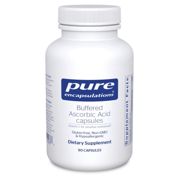 Frente del frasco Pure Encapsulations Vitamina C buffered