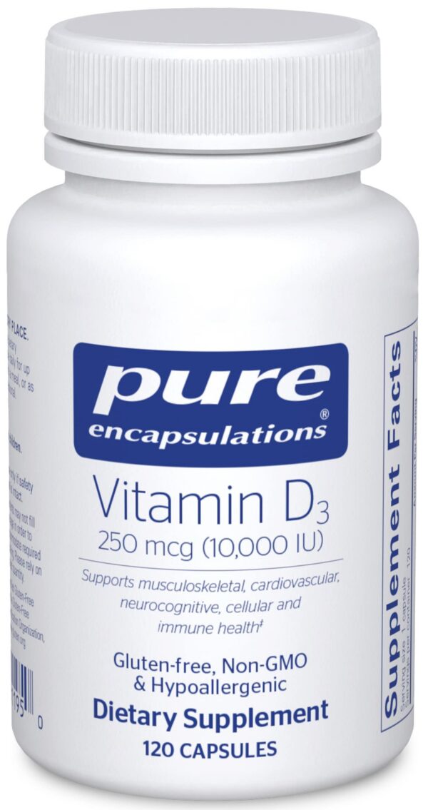 Pure Encapsulations Vitamina D3 10000 UI - Frasco 120 cápsulas