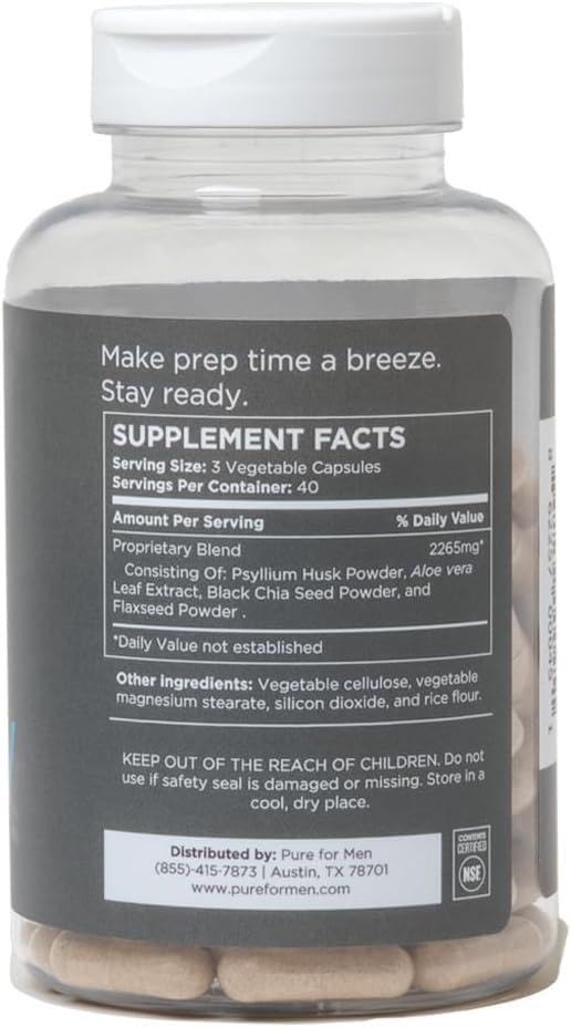 Version 1.0.0 Pure for Men cápsulas de fibra plant based 120 unidades