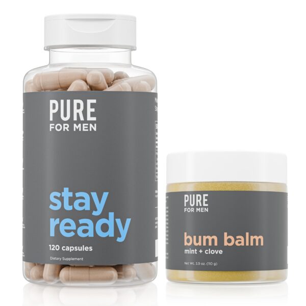 Pure for Men suplemento de fibra y bálsamo Bum Balm