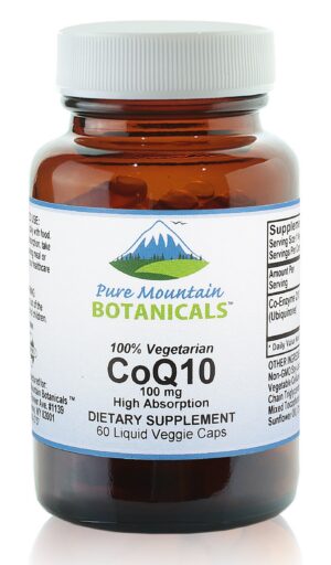 Version 1.0.0 Frente de la botella Pure Mountain Botanicals CoQ10 100mg