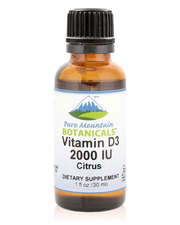 Pure Mountain Botanicals gotas vitamina d3 con sabor cítrico