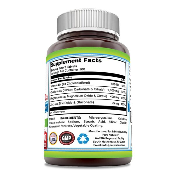 Frasco de calcio magnesio zinc vitamina D3