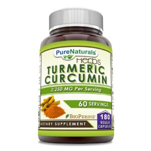 Pure Naturals cúrcuma suplemento cápsulas vegetales frasco
