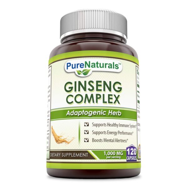 Botella Pure Naturals de suplemento de ginseng coreano 1000 mg