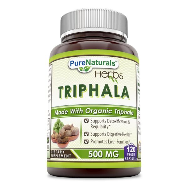 Pure Naturals Triphala suplemento 120 cápsulas veganas