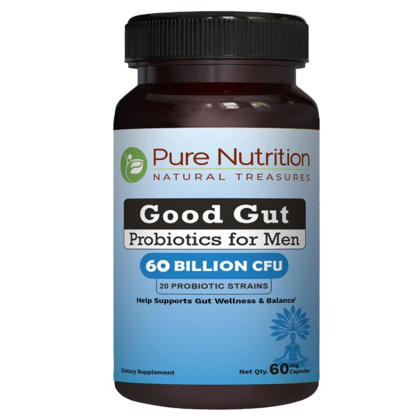 Botella de probióticos para hombres Pure Nutrition Good Gut 60 cápsulas