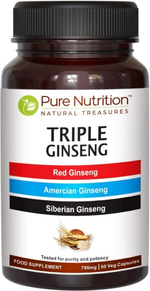Pure Nutrition Triple Ginseng suplemento natural 60 cápsulas vegetarianas