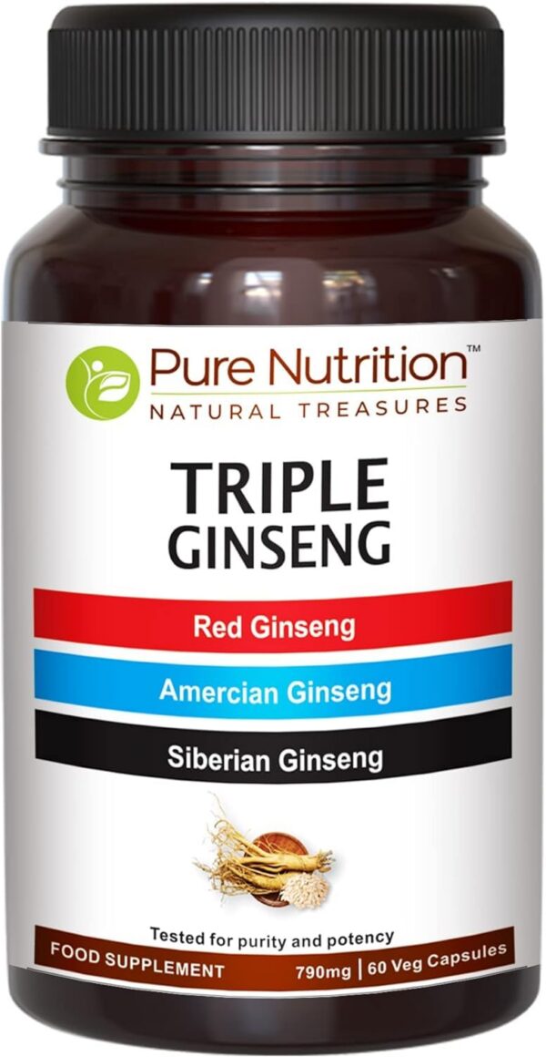 Pure Nutrition Triple Ginseng suplemento natural 60 cápsulas vegetarianas