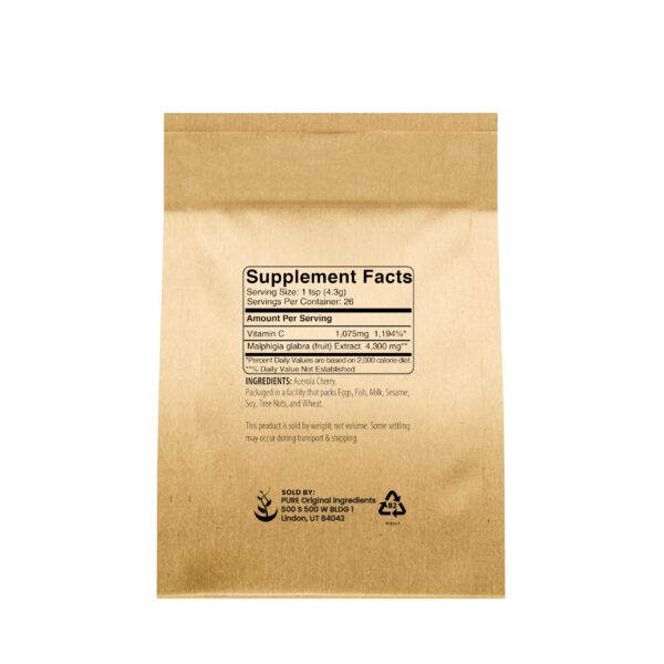 Etiqueta de polvo de acerola Pure Original Ingredients