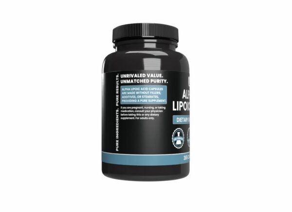 PURE ORIGINAL INGREDIENTS acido-alfa-lipoico primer plano de frasco