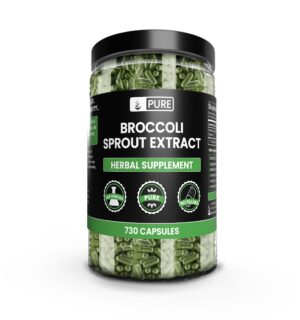 Botella de cápsulas de extracto de brócoli