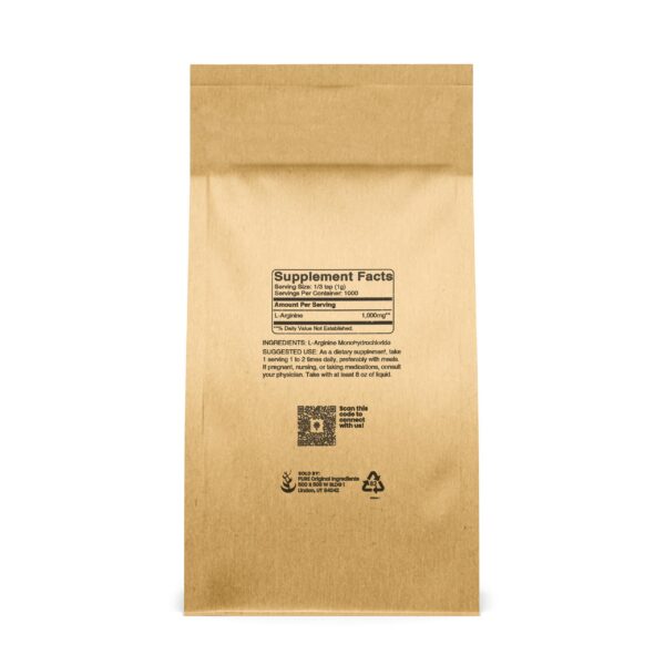 Etiqueta de PURE ORIGINAL INGREDIENTS L-Arginine