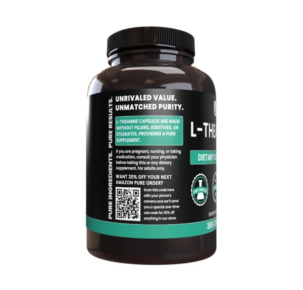 Version 1.0.0 Etiqueta frontal de L-Theanine PURE ORIGINAL INGREDIENTS