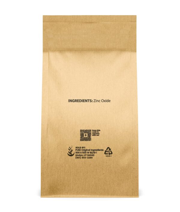 Etiqueta del producto Pure Original Ingredients Óxido de Zinc en polvo