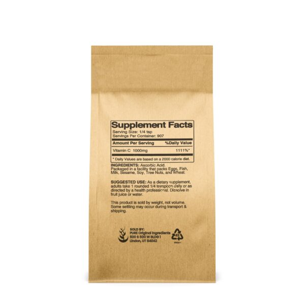 Version 1.0.0 Etiqueta del polvo de vitamina C PURE ORIGINAL INGREDIENTS