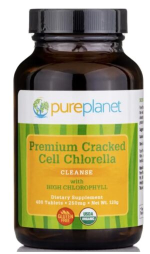 PURE PLANET Chlorella orgánica 480 tabletas suplemento salud natural