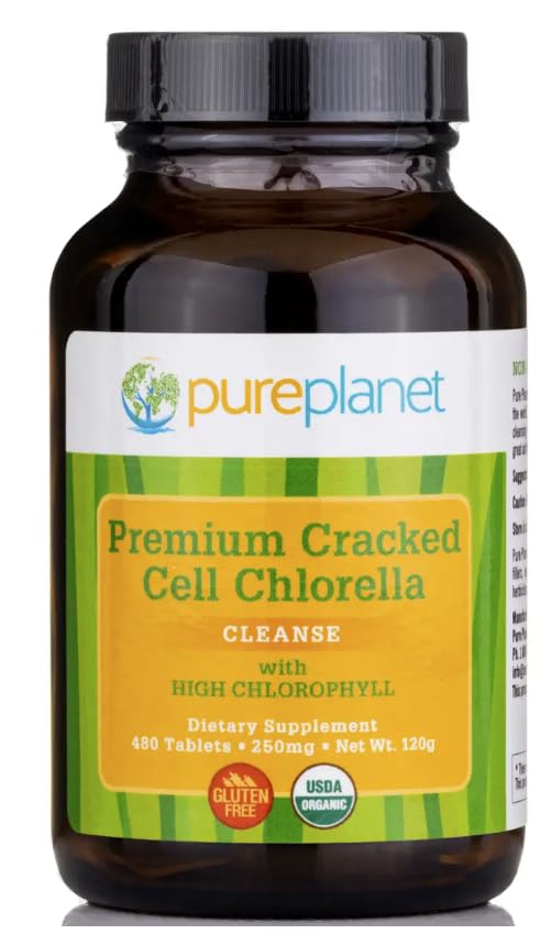 PURE PLANET Chlorella orgánica 480 tabletas suplemento salud natural